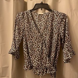 Floral Wrap Top with Cinched Waist